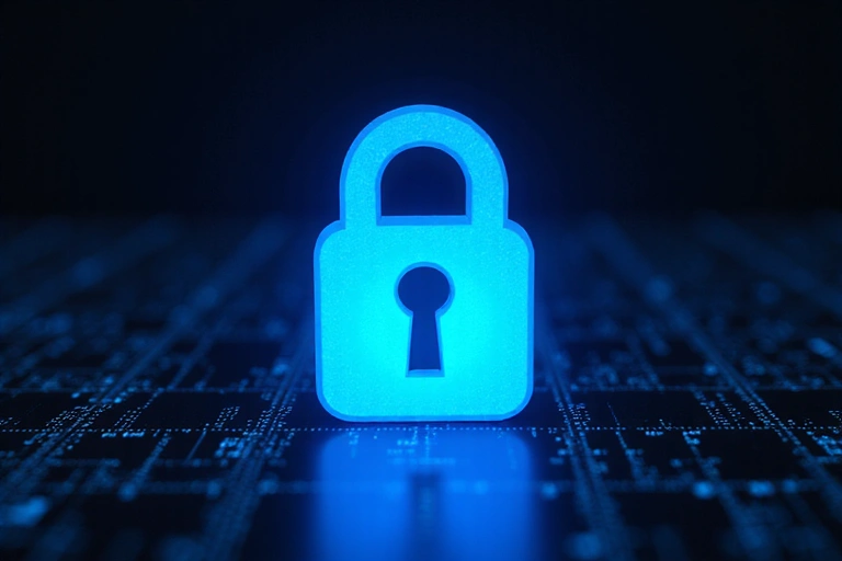 Digital padlock icon symbolizing data security